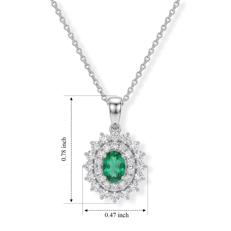 Certified and Appraised D'Joy Premium Boyaca Colombian Emerald and Moissanite 1.00 ctw Pendant Necklace (18 Inches) in Rhodium Over Sterling Silver