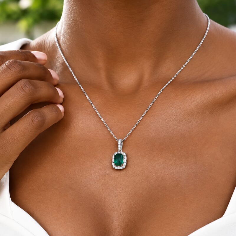 Certified & Appraised Luxoro AAA Pirineu Lagoon Tourmaline and White Diamond I2 1.40 ctw Pendant Necklace in 10K White Gold 18 Inches