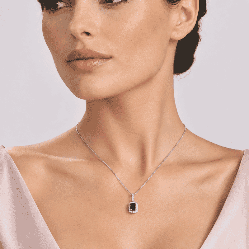 Certified & Appraised Luxoro AAA Pirineu Lagoon Tourmaline and White Diamond I2 1.40 ctw Pendant Necklace in 10K White Gold 18 Inches