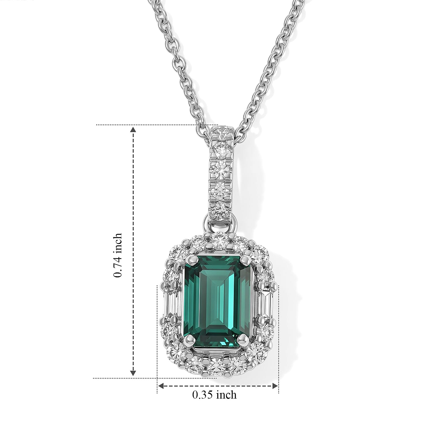 Certified & Appraised Luxoro AAA Pirineu Lagoon Tourmaline and White Diamond I2 1.40 ctw Pendant Necklace in 10K White Gold 18 Inches