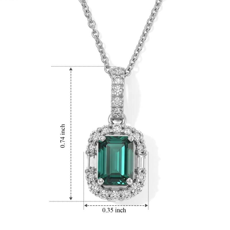 Certified & Appraised Luxoro AAA Pirineu Lagoon Tourmaline and White Diamond I2 1.40 ctw Pendant Necklace in 10K White Gold 18 Inches