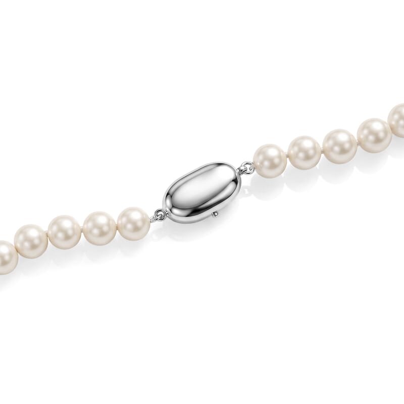 Japanese Akoya Pearl Earrings and Necklace in Sterling Silver 16 Inches