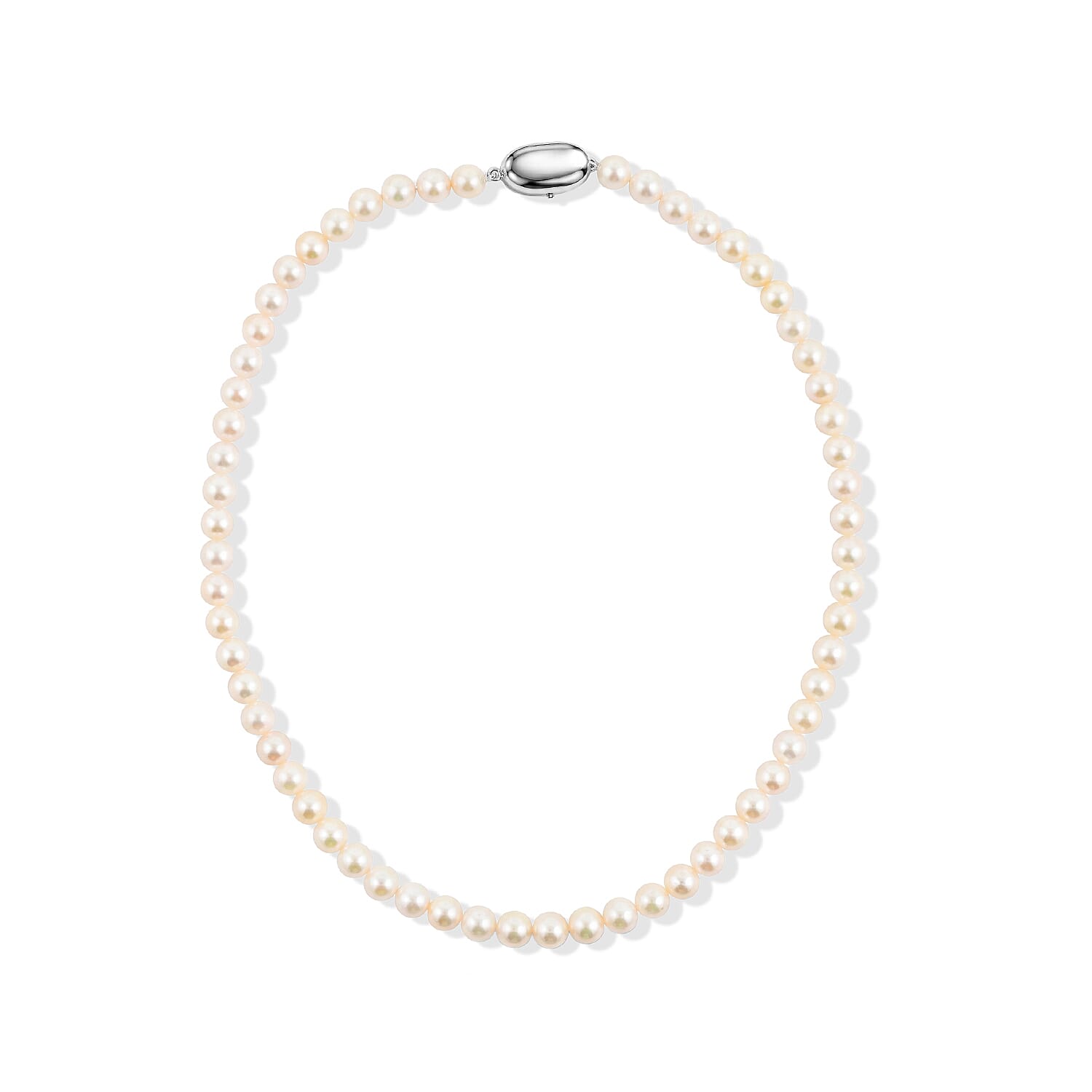 Japanese Akoya Pearl Earrings and Necklace in Sterling Silver 16 Inches