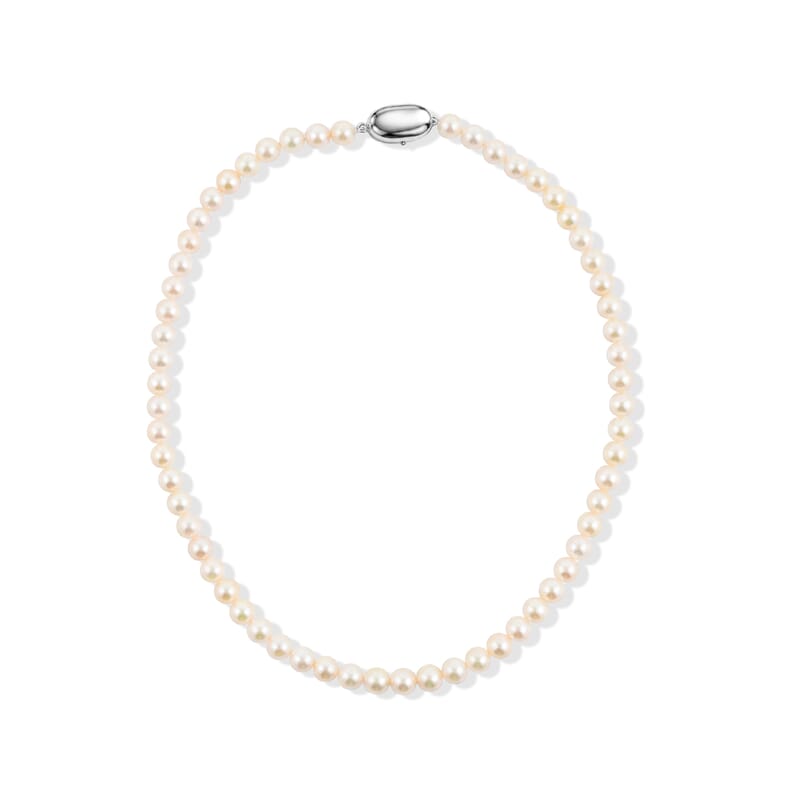 Japanese Akoya Pearl Earrings and Necklace in Sterling Silver 16 Inches