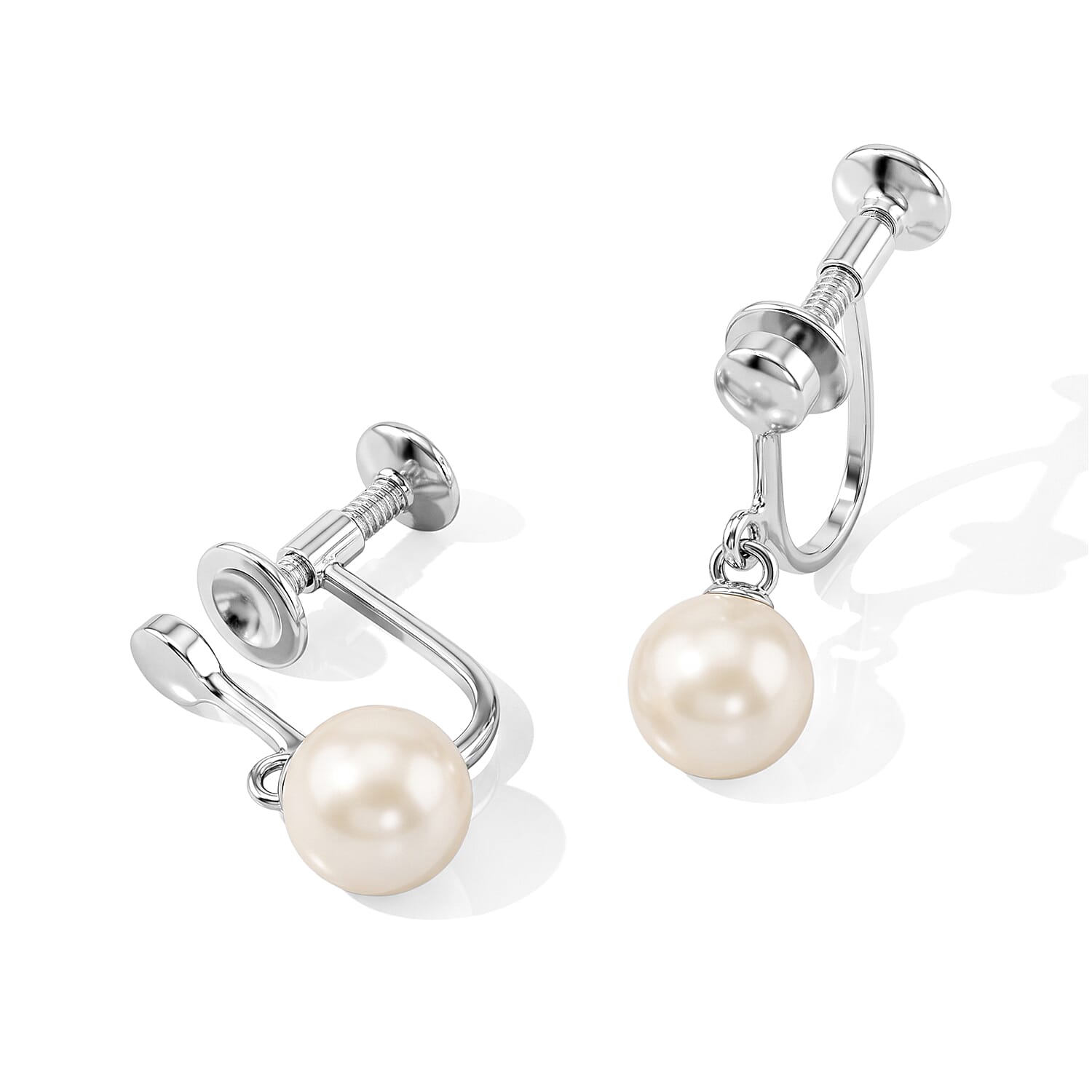 Japanese Akoya Pearl Earrings and Necklace in Sterling Silver 16 Inches