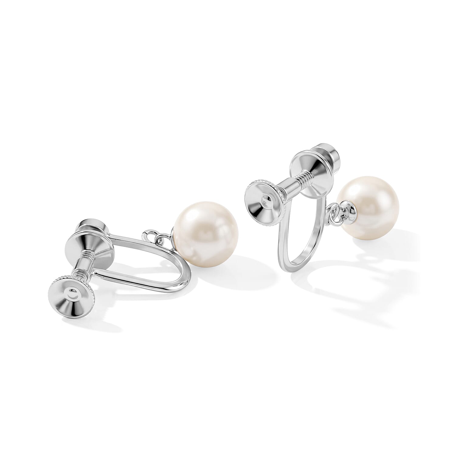 Japanese Akoya Pearl Earrings and Necklace in Sterling Silver 16 Inches