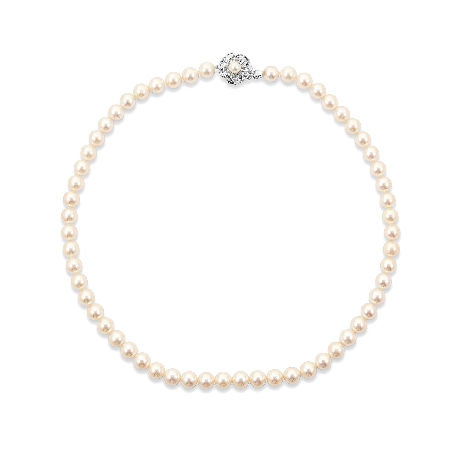 Japanese Akoya Pearl Earrings and Necklace in Sterling Silver 17 Inches