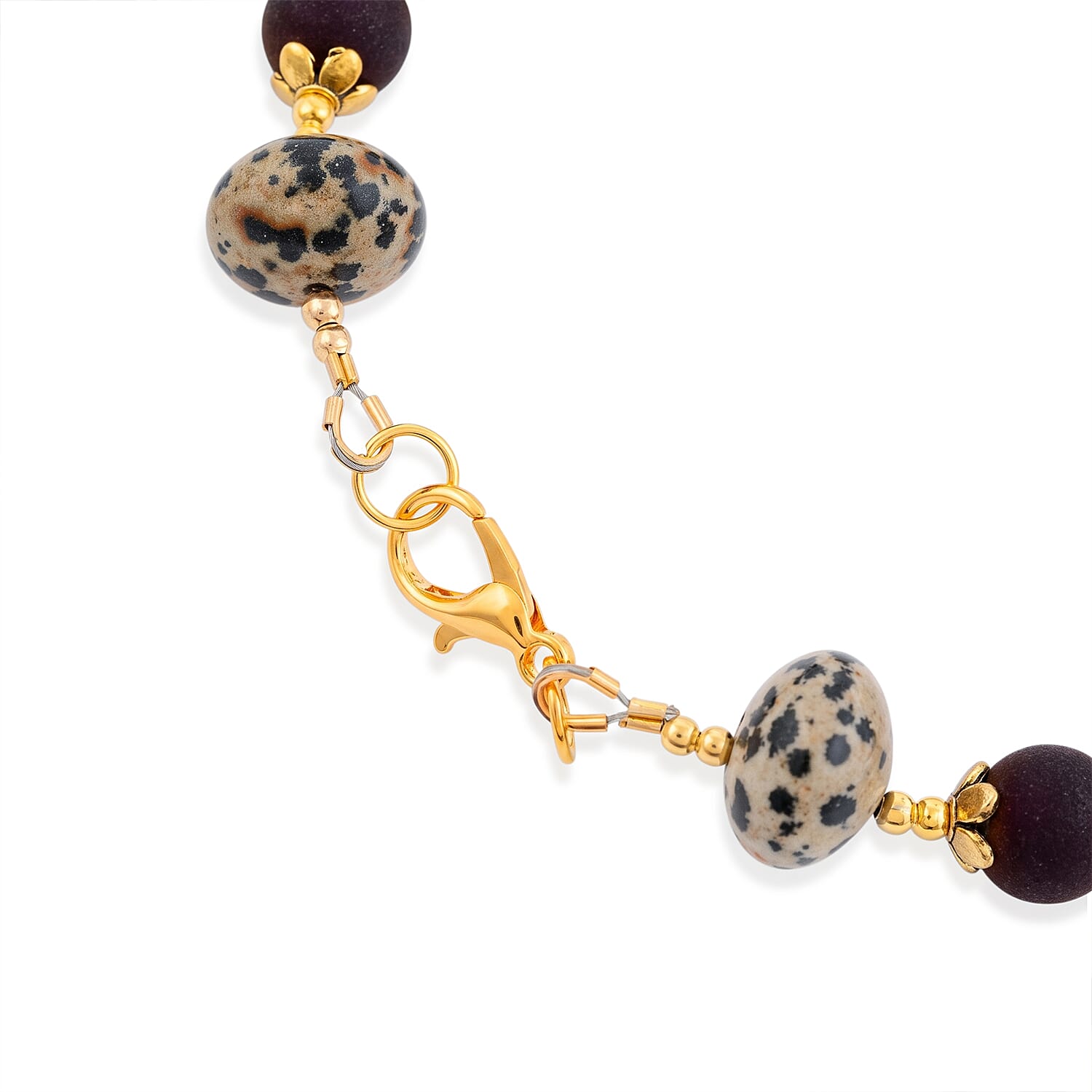 GCS Dalmatian Jasper and Druzy Agate Beaded Bracelet Kit in Goldtone