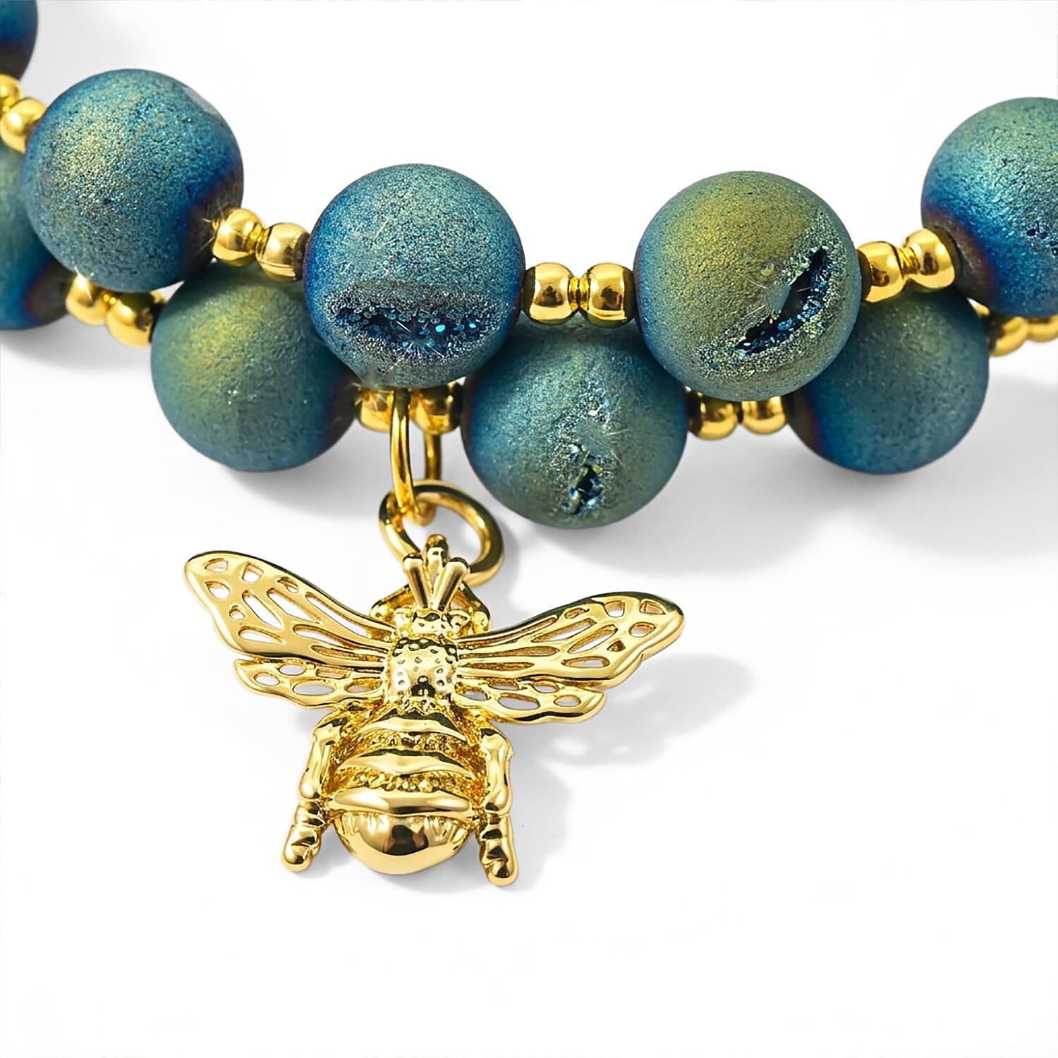 GCS Teal Druzy Agate Beaded Bracelet Kit in Goldtone