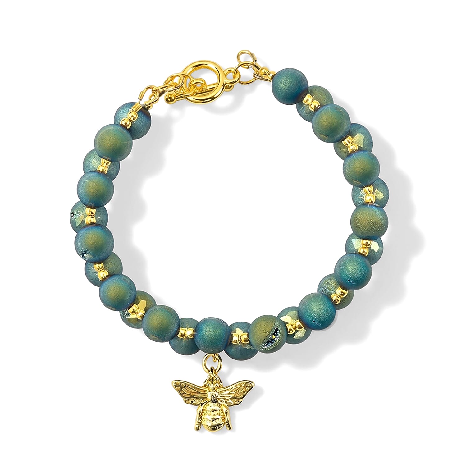 GCS Teal Druzy Agate Beaded Bracelet Kit in Goldtone