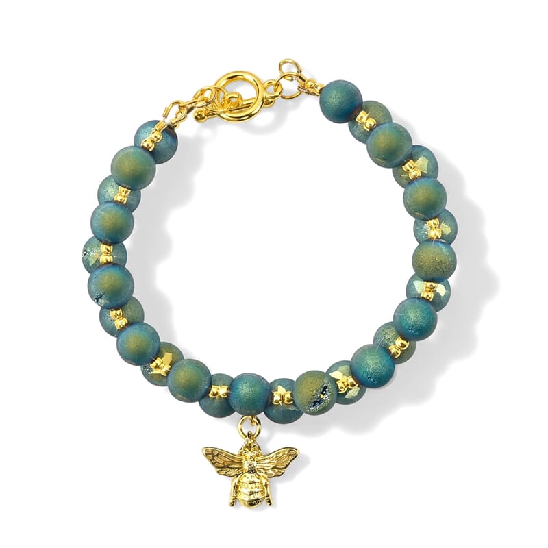 GCS Teal Druzy Agate Beaded Bracelet Kit in Goldtone