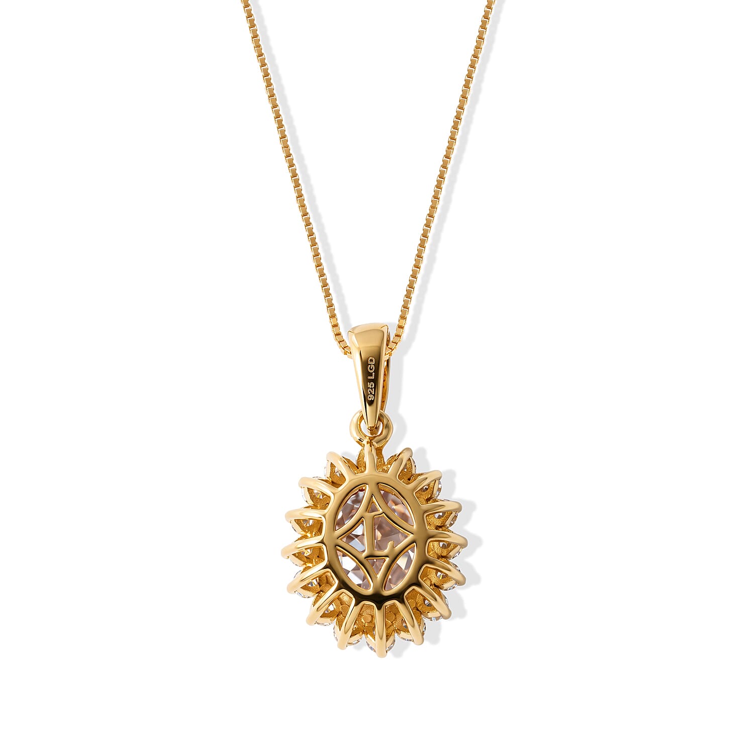 D'Joy AAA Turkizite and Lab Grown Diamond G-H SI 3.50 ctw Pendant Necklace in 18K Vermeil Yellow Gold Over Sterling Silver 20 Inches