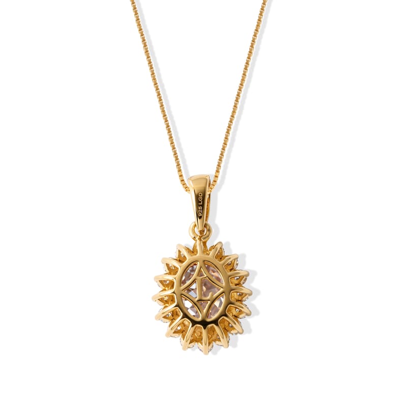 D'Joy AAA Turkizite and Lab Grown Diamond G-H SI 3.50 ctw Pendant Necklace in 18K Vermeil Yellow Gold Over Sterling Silver 20 Inches