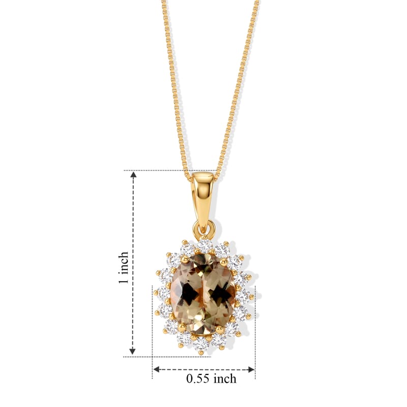 D'Joy AAA Turkizite and Lab Grown Diamond G-H SI 3.50 ctw Pendant Necklace in 18K Vermeil Yellow Gold Over Sterling Silver 20 Inches