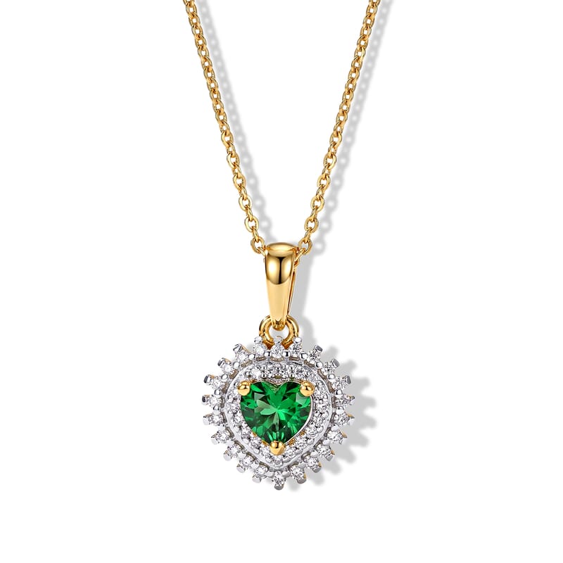 D'Joy Premium Tsavorite Garnet and Moissanite 0.75 ctw Pendant Necklace in 18K Vermeil Yellow Gold Over Sterling Silver 20 Inches