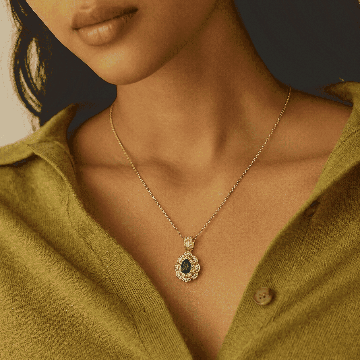 Doorbuster Premium Kagem Zambian Emerald, Yellow Sapphire and Diamond 1.90 ctw Pendant Necklace in 18K Vermeil Yellow Gold Over Sterling Silver 20 Inches