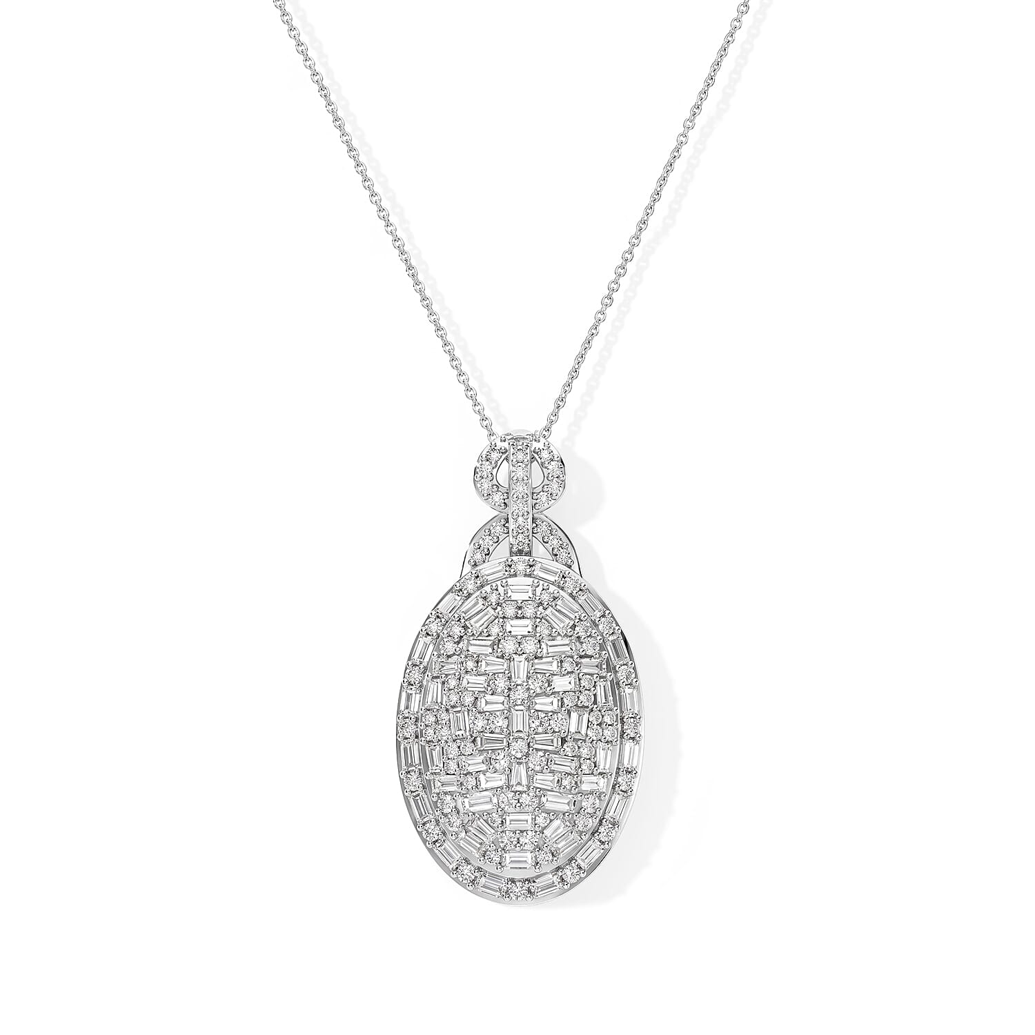 Doorbuster D'Joy Moissanite 3.10 ctw Pendant Necklace in Rhodium Over Sterling Silver 20 Inches
