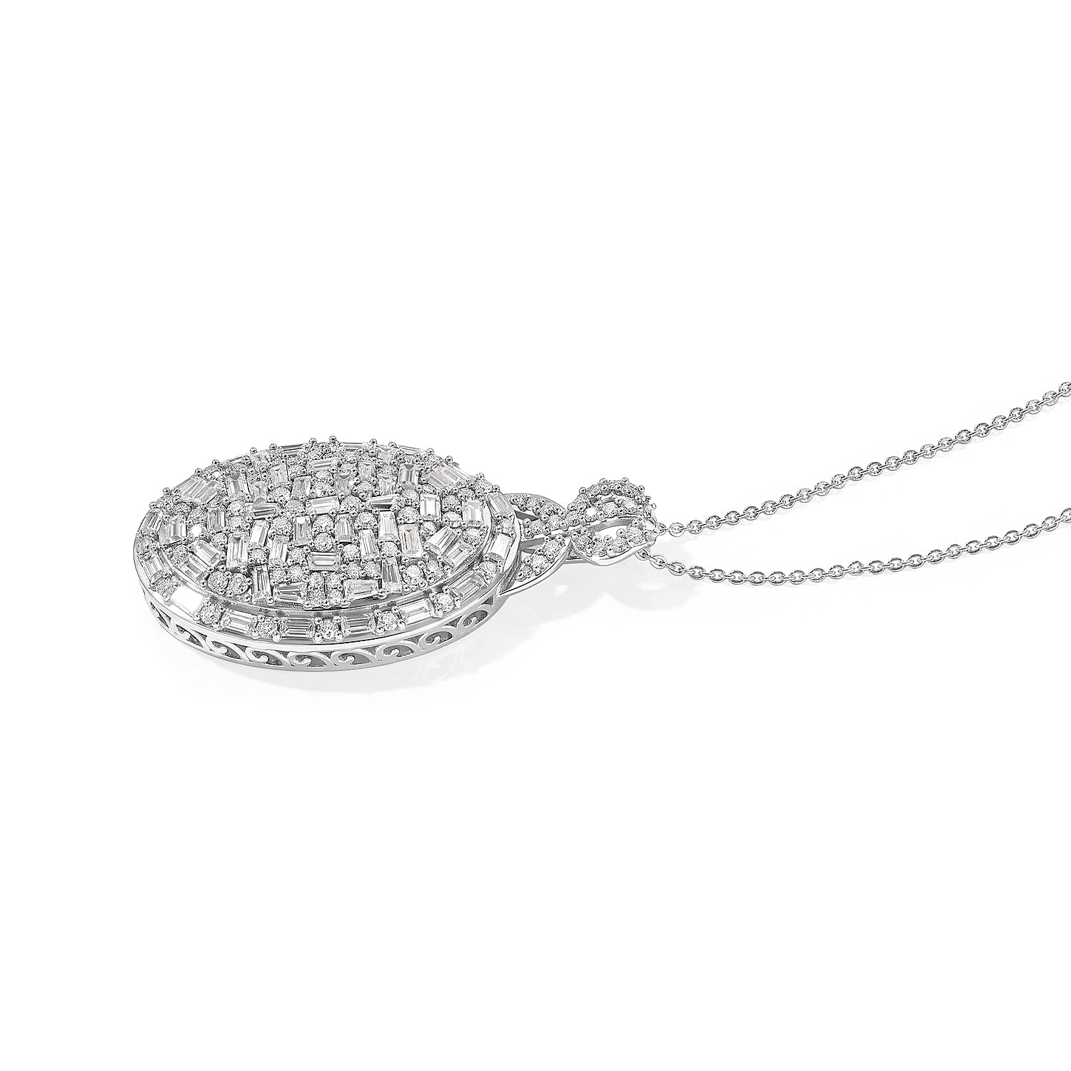 Doorbuster D'Joy Moissanite 3.10 ctw Pendant Necklace in Rhodium Over Sterling Silver 20 Inches