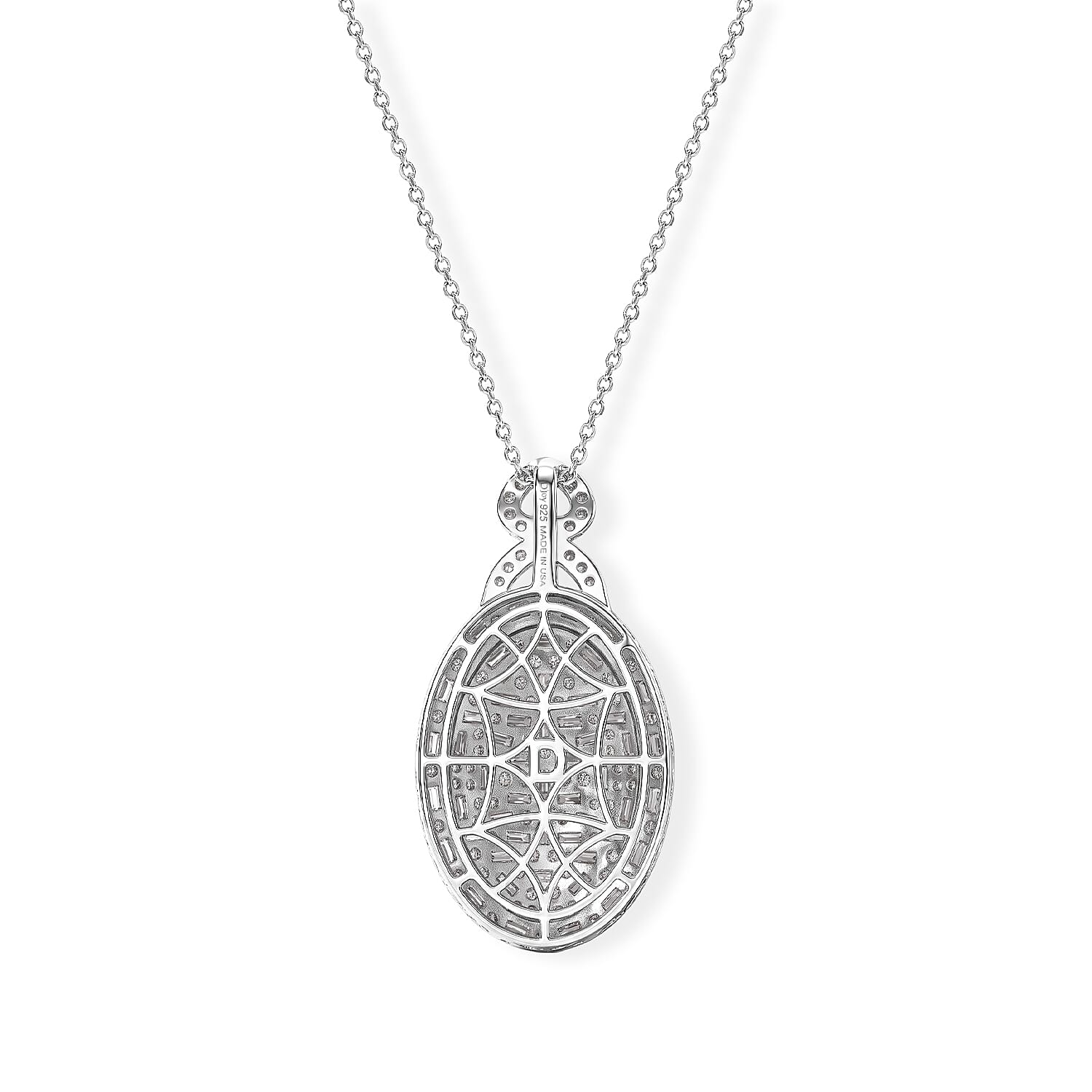 Doorbuster D'Joy Moissanite 3.10 ctw Pendant Necklace in Rhodium Over Sterling Silver 20 Inches
