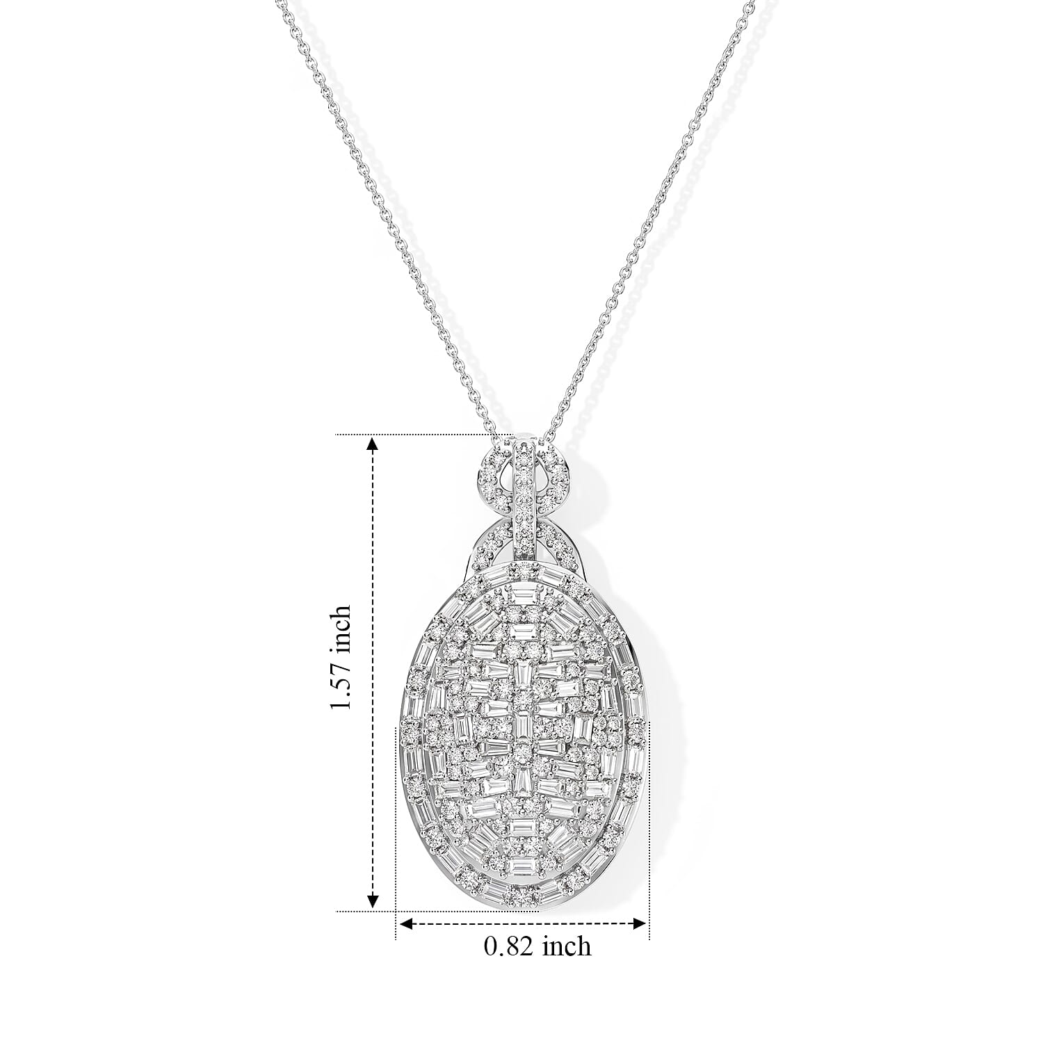 Doorbuster D'Joy Moissanite 3.10 ctw Pendant Necklace in Rhodium Over Sterling Silver 20 Inches