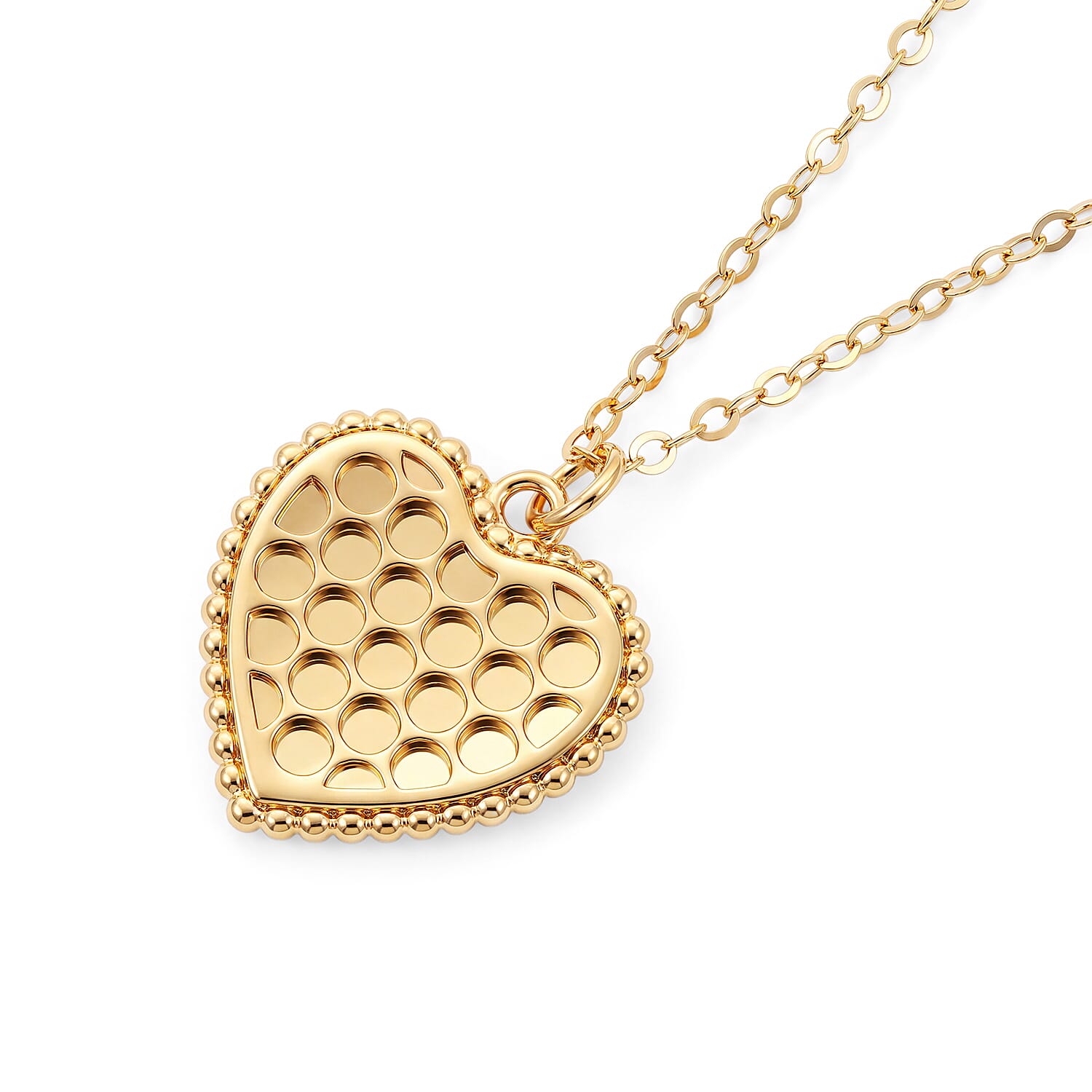 Italian Golden Honeycomb Heart Pendant Necklace in 10K Yellow Gold (18-20 Inches) 1.18 Grams