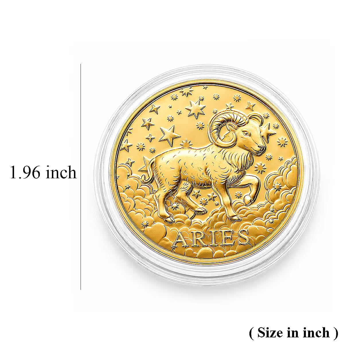 Set of 6 24K Gold Celestial Zodiac Collection - Aries Embossed Double View Coin sheet 60mg (50mm)