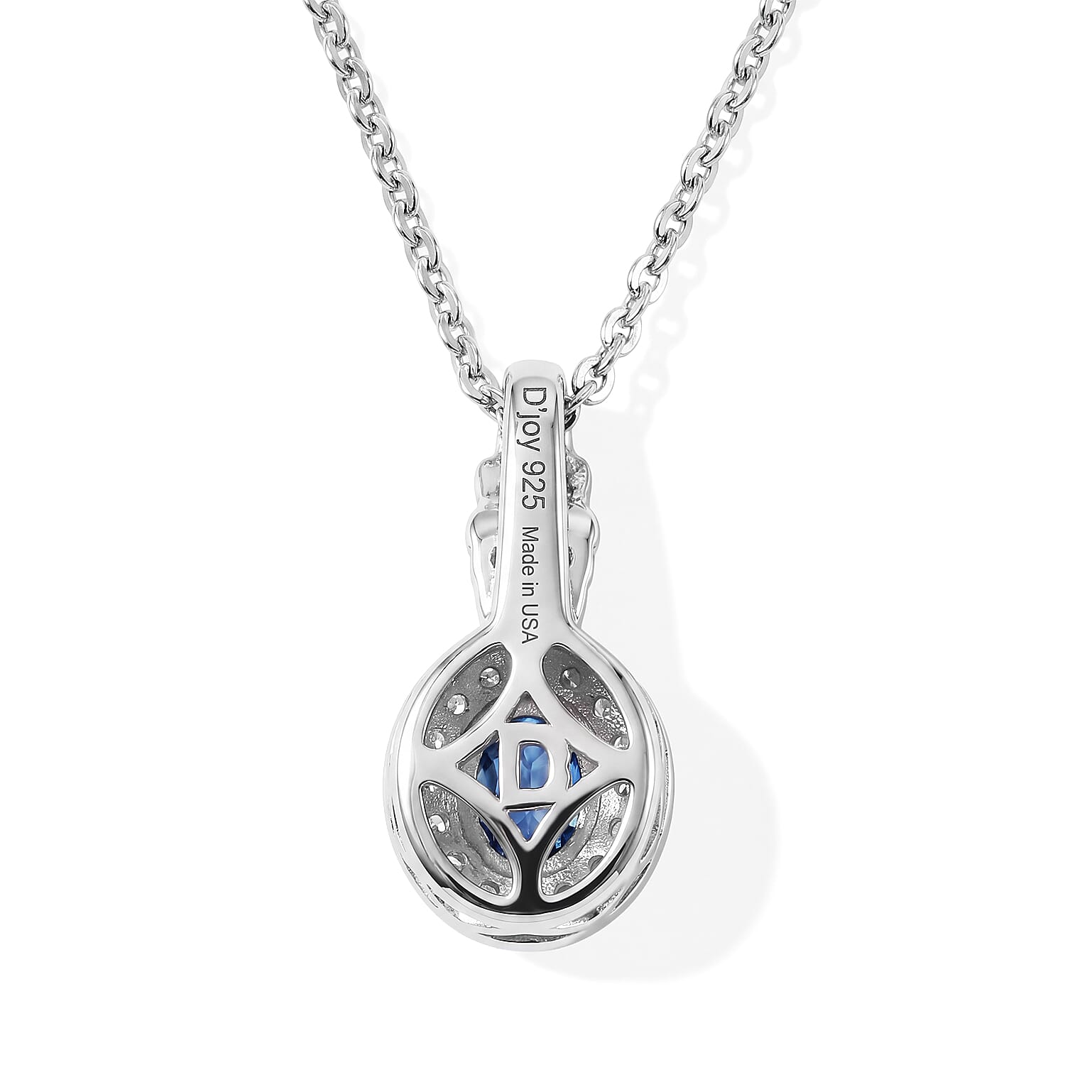 D'Joy Premium Montana Sapphire and Multi Gemstone 0.60 ctw Pendant Necklace in Rhodium Over Sterling Silver 20 Inches