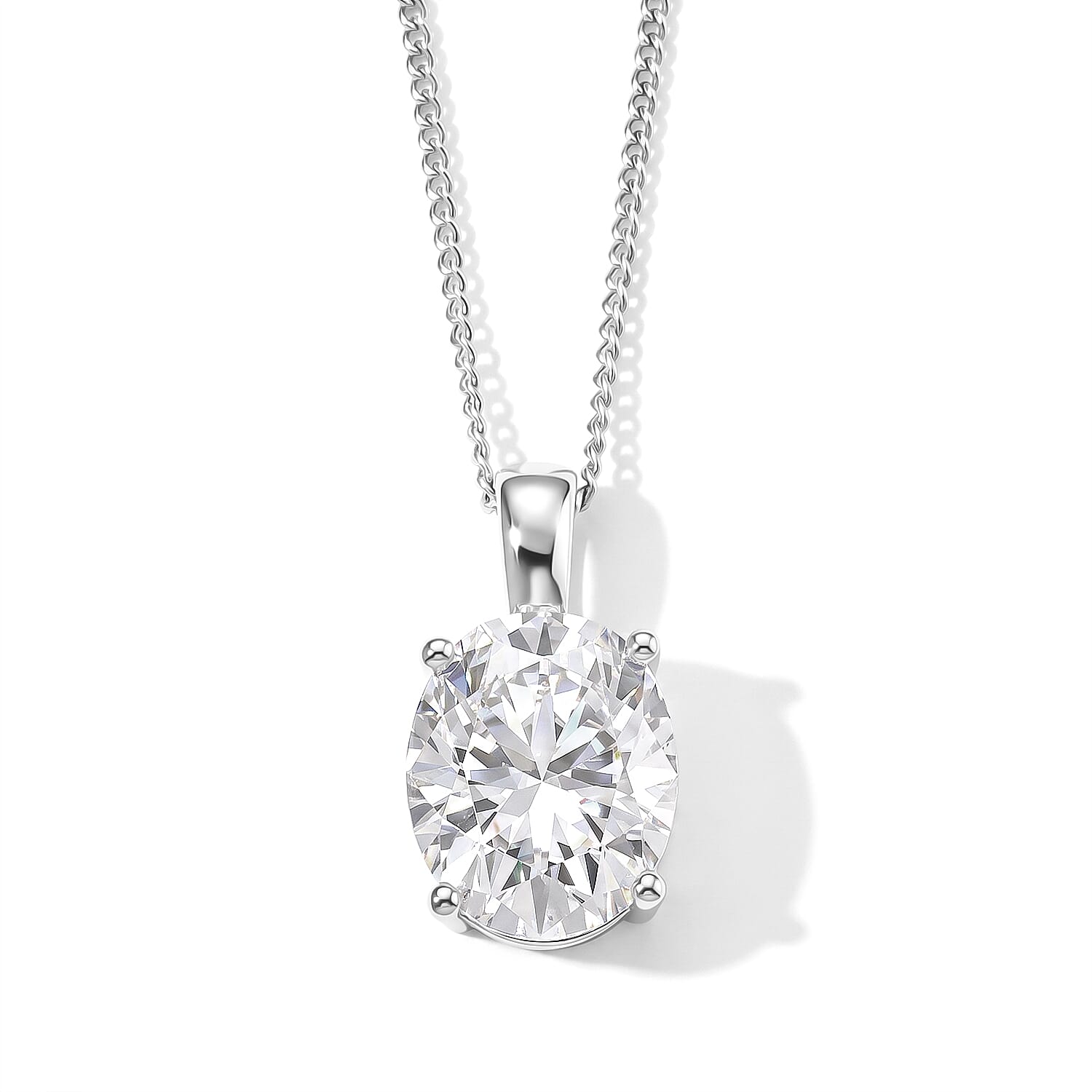 D'Joy Moissanite 3.75 ctw Pendant Necklace in Rhodium Over Sterling Silver 18 Inches