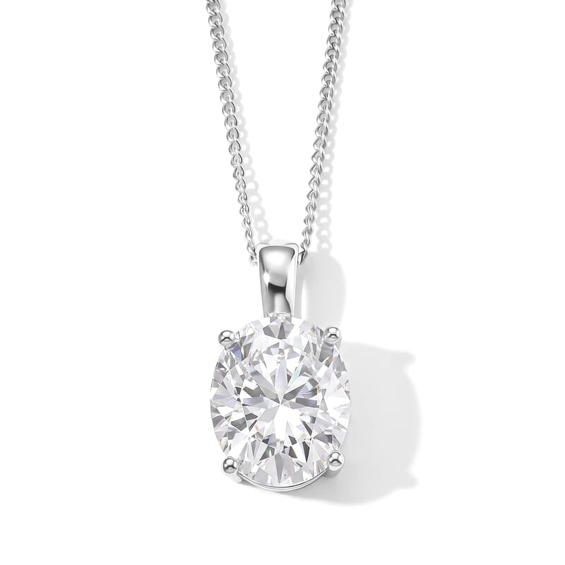 D'Joy Moissanite 3.75 ctw Pendant Necklace in Rhodium Over Sterling Silver 18 Inches