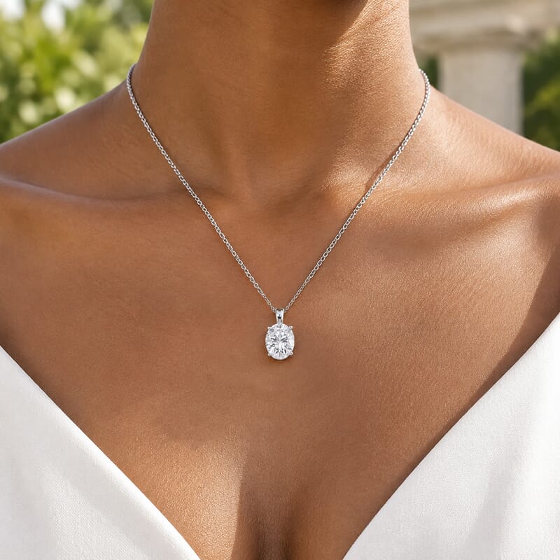 D'Joy Moissanite 3.75 ctw Pendant Necklace in Rhodium Over Sterling Silver 18 Inches