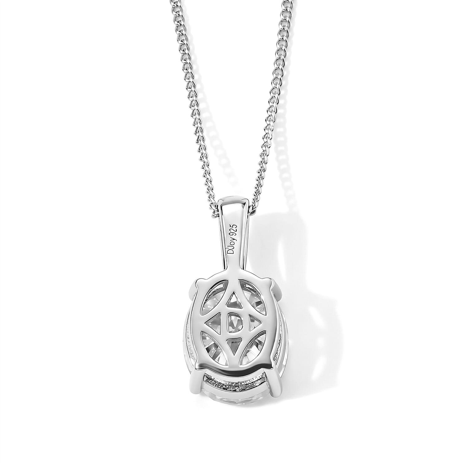 D'Joy Moissanite 3.75 ctw Pendant Necklace in Rhodium Over Sterling Silver 18 Inches