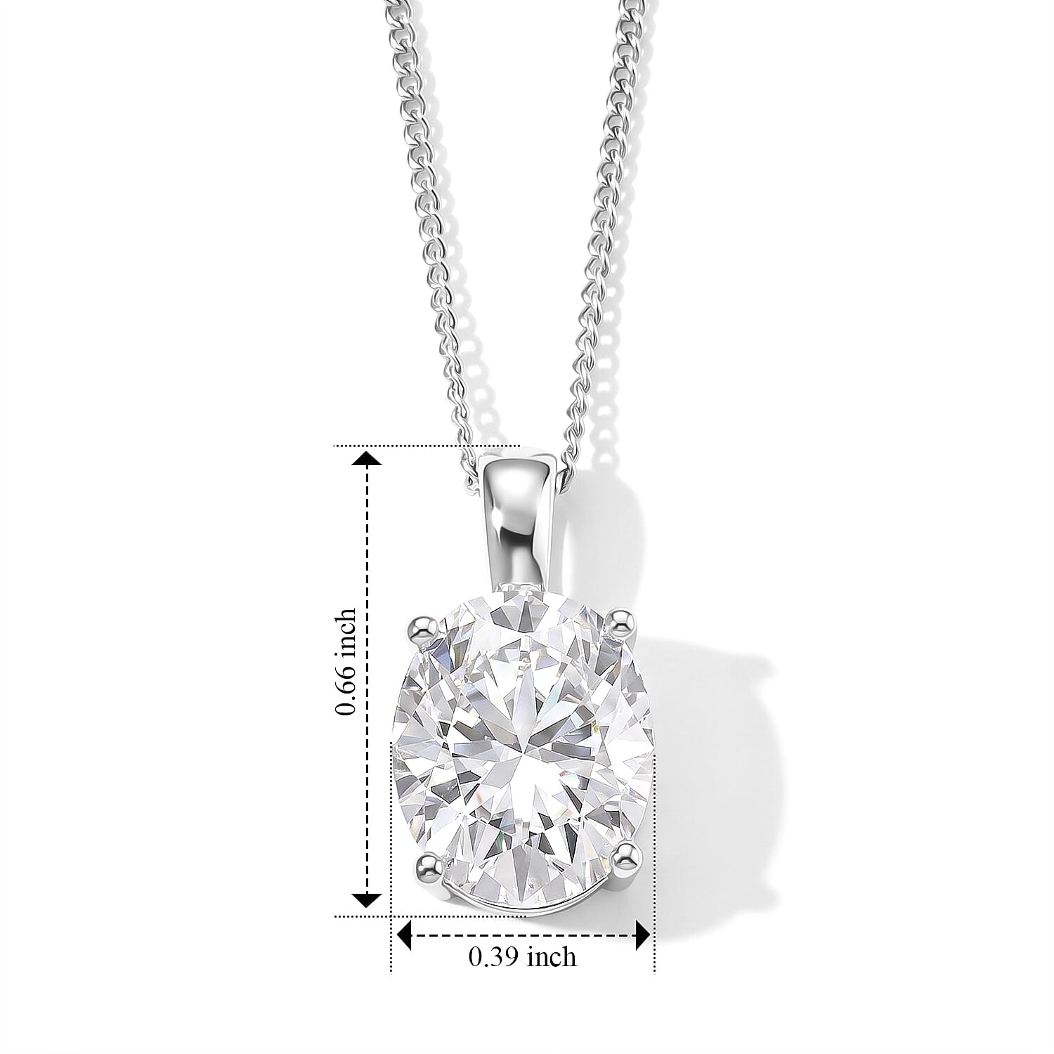 D'Joy Moissanite 3.75 ctw Pendant Necklace in Rhodium Over Sterling Silver 18 Inches
