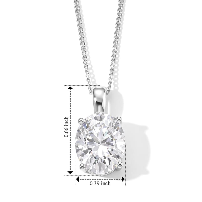D'Joy Moissanite 3.75 ctw Pendant Necklace in Rhodium Over Sterling Silver 18 Inches