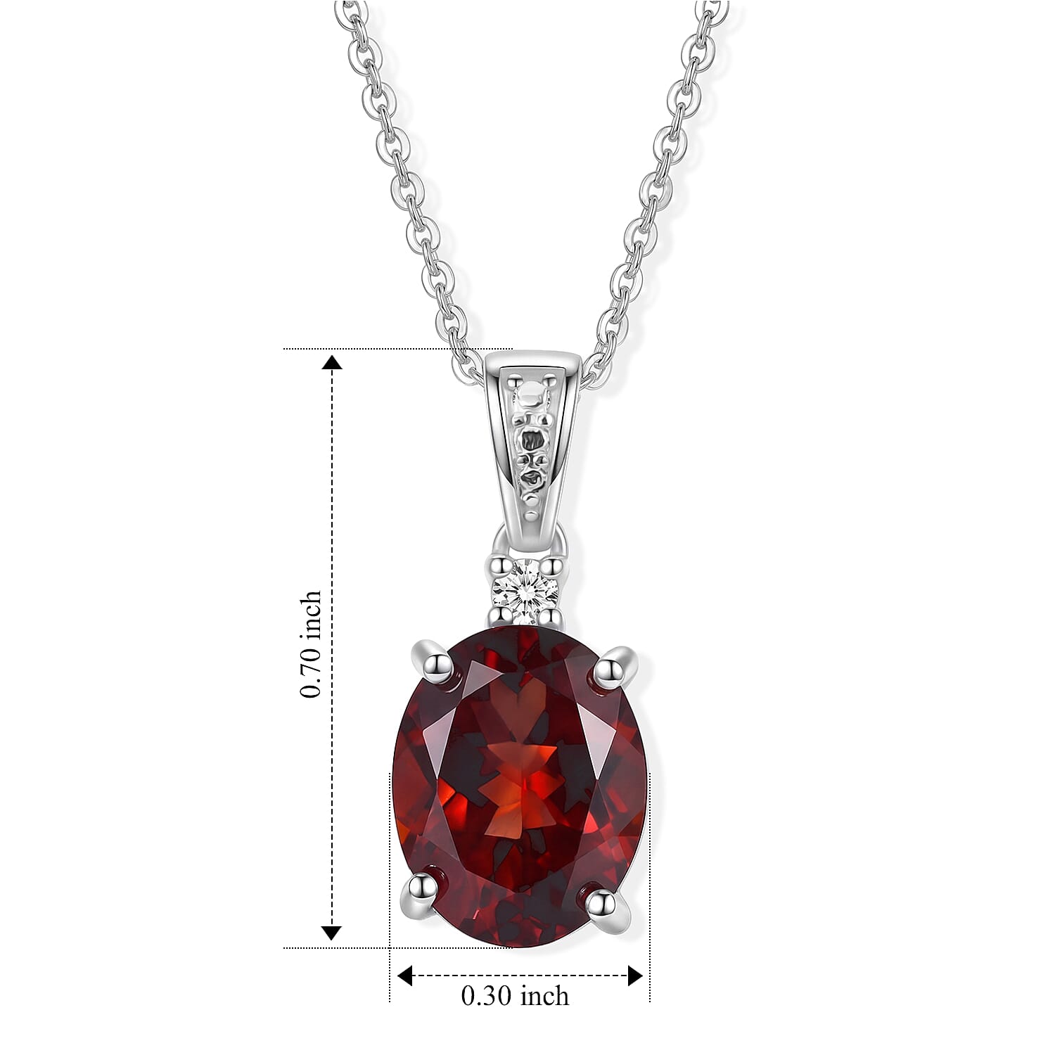 Premium Red Citrine and Luxuriant Lab Grown Diamond G-H SI 2.30 ctw Pendant Necklace in Rhodium Over Sterling Silver 20 Inches
