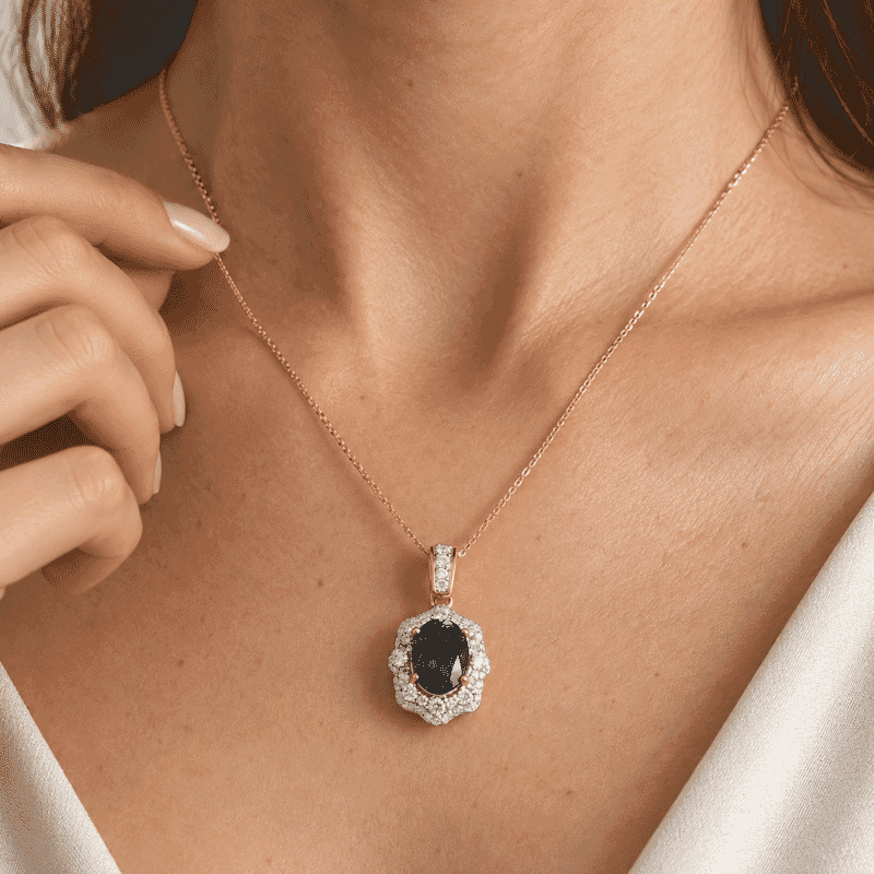 Doorbuster D'Joy Premium London Blue Topaz and Moissanite 9.60 ctw Pendant Necklace in 18K Vermeil Yellow Gold Over Sterling Silver 20 Inches