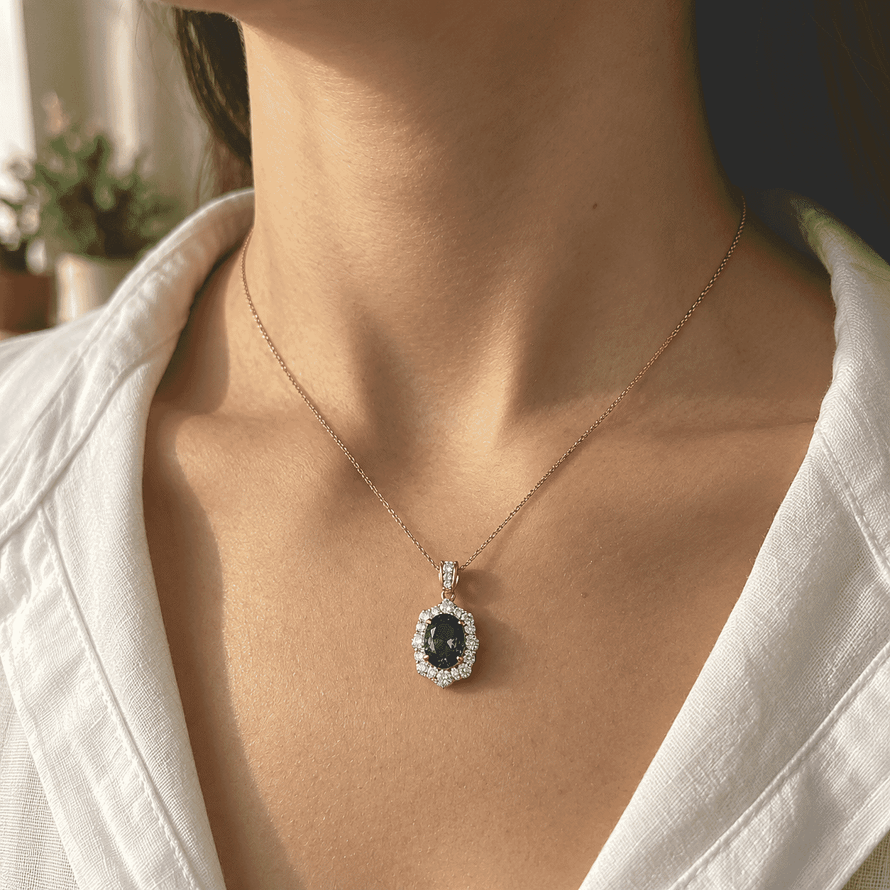 Doorbuster D'Joy Premium London Blue Topaz and Moissanite 9.60 ctw Pendant Necklace in 18K Vermeil Yellow Gold Over Sterling Silver 20 Inches