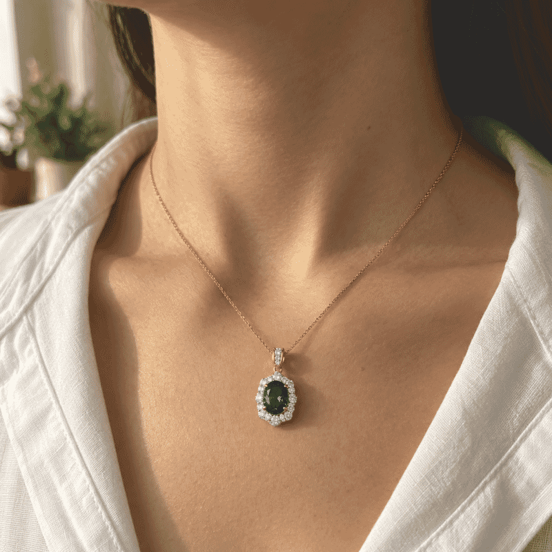 Doorbuster D'Joy Premium London Blue Topaz and Moissanite 9.60 ctw Pendant Necklace in 18K Vermeil Yellow Gold Over Sterling Silver 20 Inches