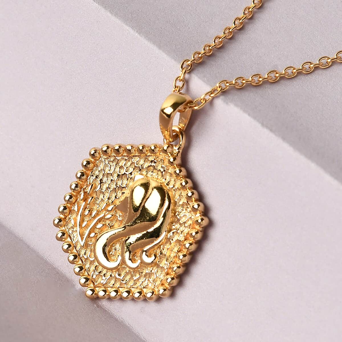 KARIS Virgo Zodiac Pendant Necklace 20 Inches in 18K YG Plated and ION Plated Yellow Gold Stainless Steel image number 1