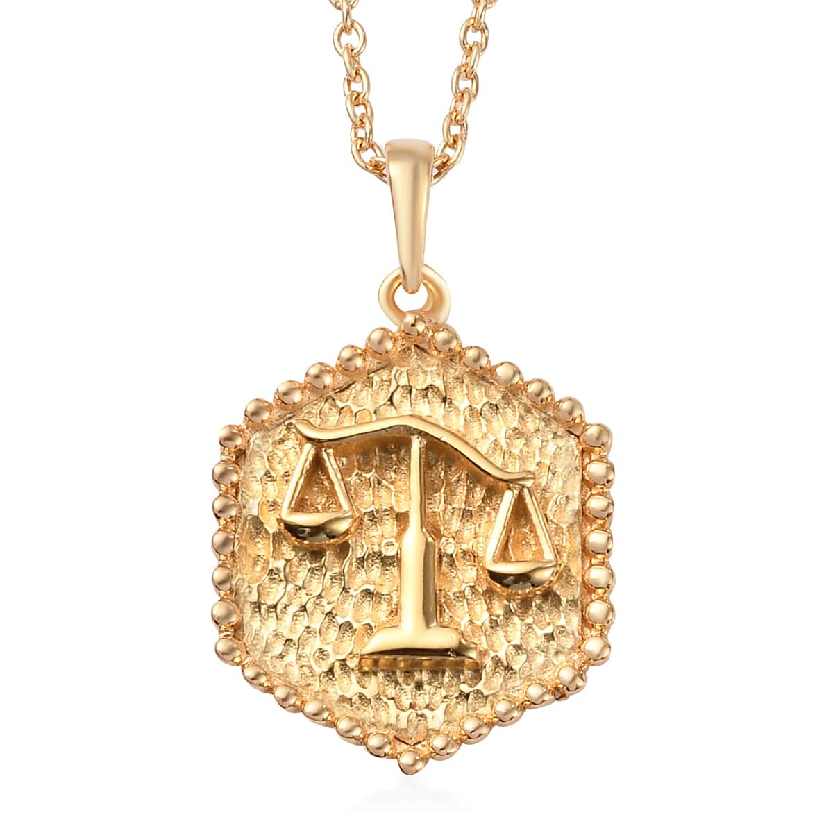 KARIS Libra Zodiac Pendant Necklace 20 Inches in 18K YG Plated and ION Plated Yellow Gold Stainless Steel image number 0