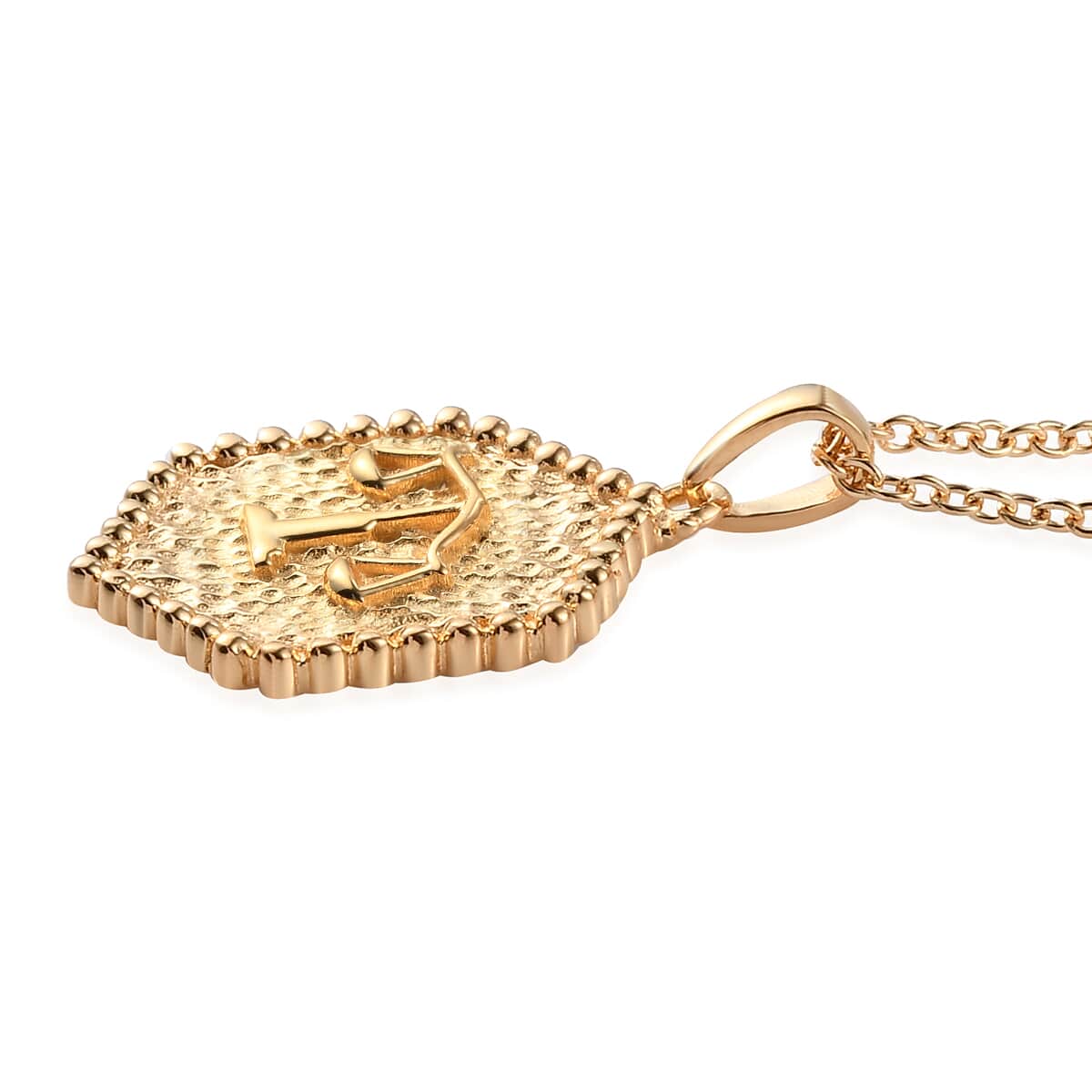 KARIS Libra Zodiac Pendant Necklace 20 Inches in 18K YG Plated and ION Plated Yellow Gold Stainless Steel image number 3