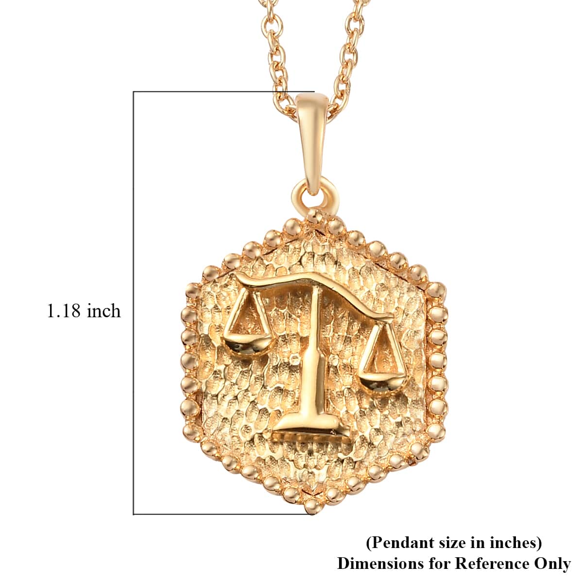 KARIS Libra Zodiac Pendant Necklace 20 Inches in 18K YG Plated and ION Plated Yellow Gold Stainless Steel image number 5