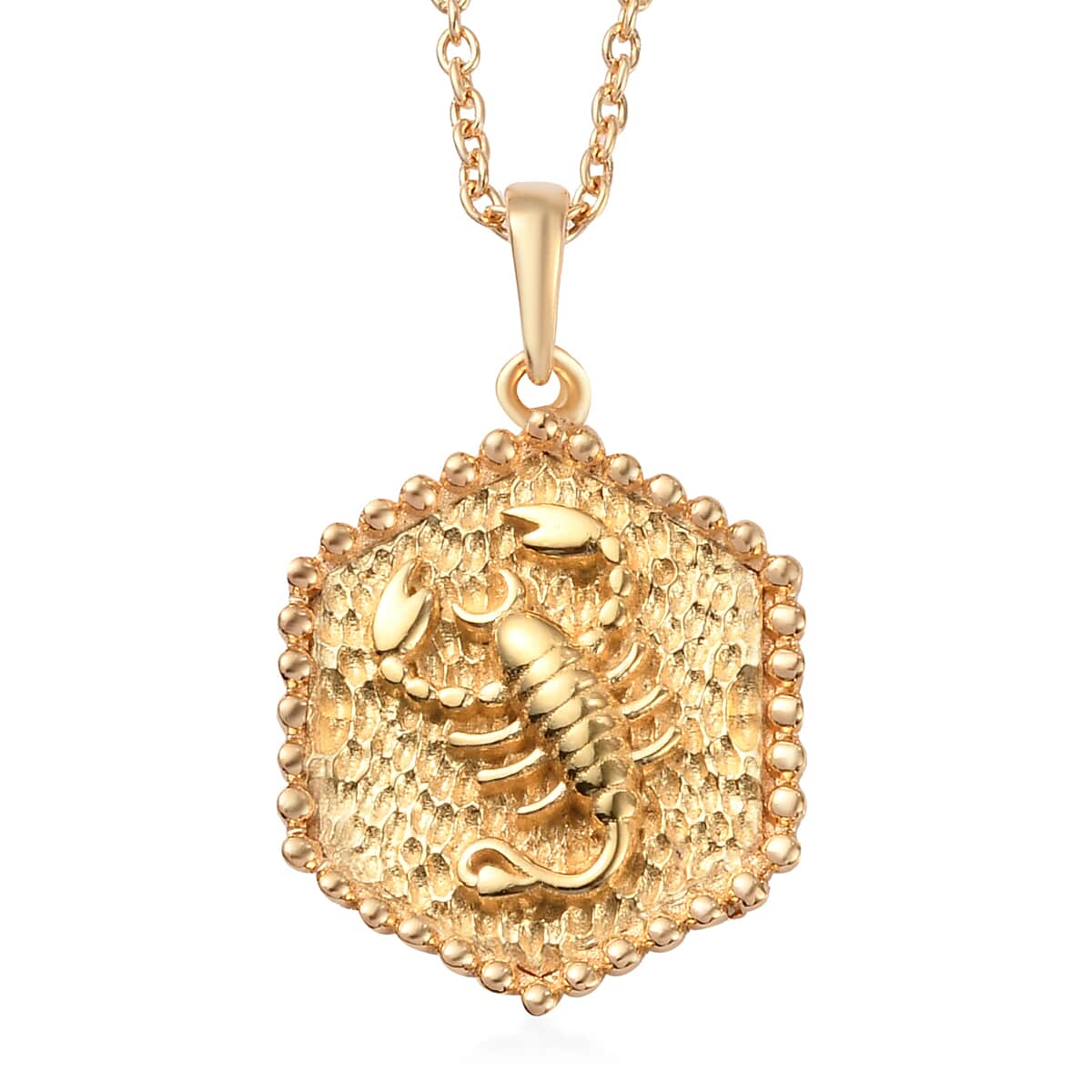 KARIS Scorpio Zodiac Pendant Necklace 20 Inches in 18K YG Plated and ION Plated Yellow Gold Stainless Steel image number 0