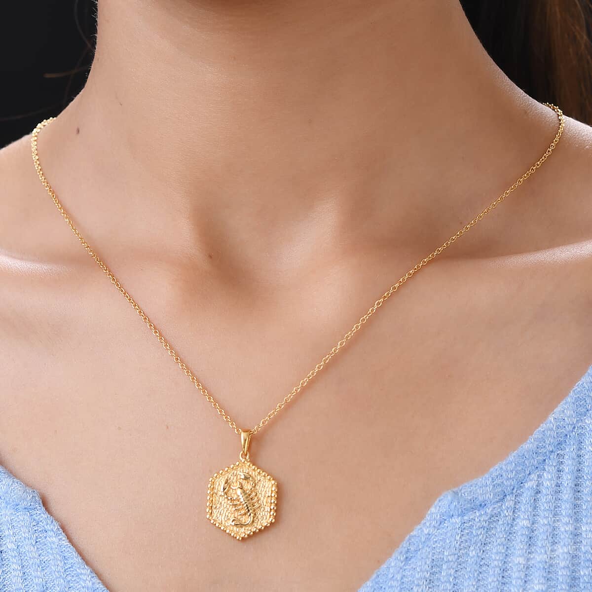 KARIS Scorpio Zodiac Pendant Necklace 20 Inches in 18K YG Plated and ION Plated Yellow Gold Stainless Steel image number 2