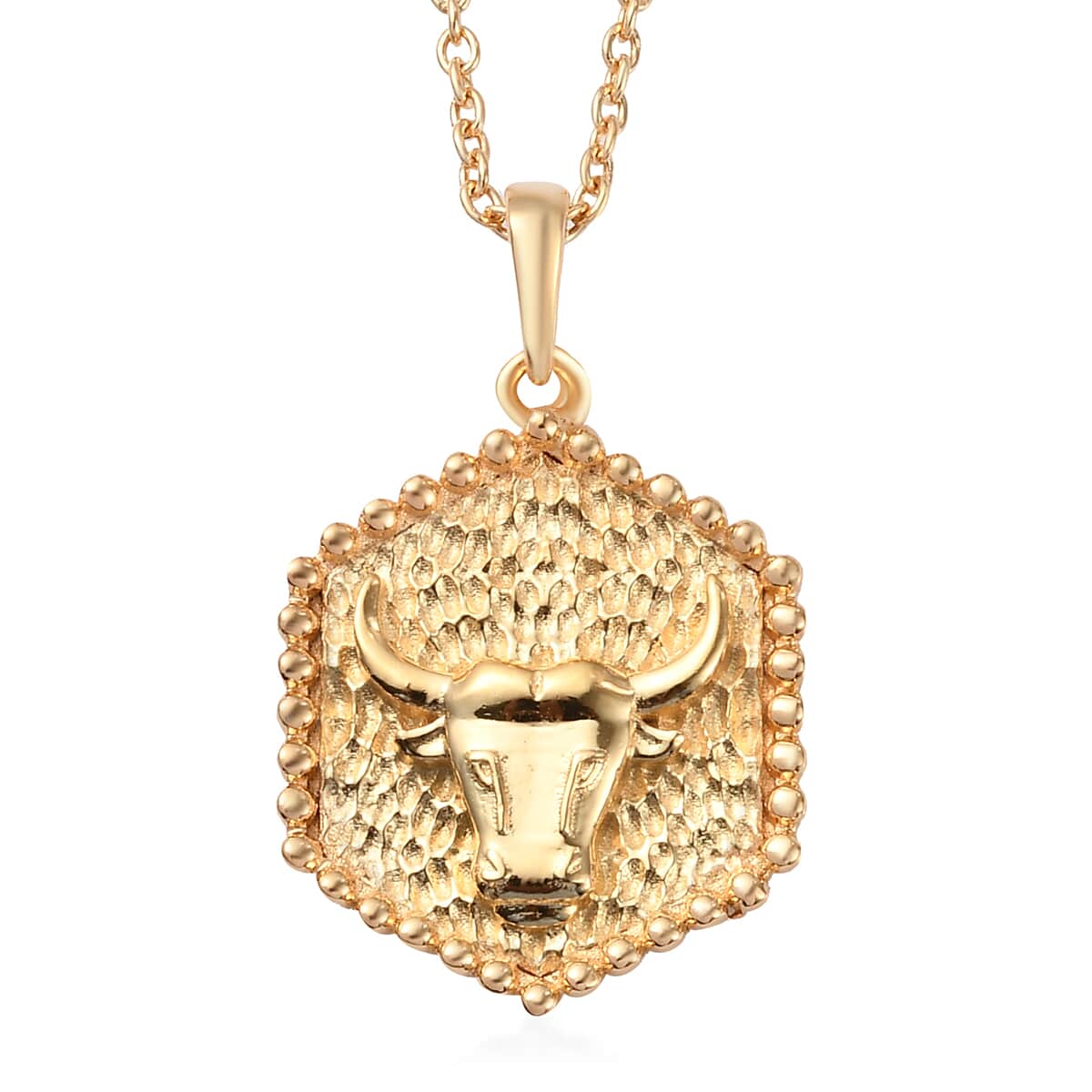 KARIS Taurus Zodiac Pendant Necklace 20 Inches in 18K YG Plated and ION Plated Yellow Gold Stainless Steel image number 0