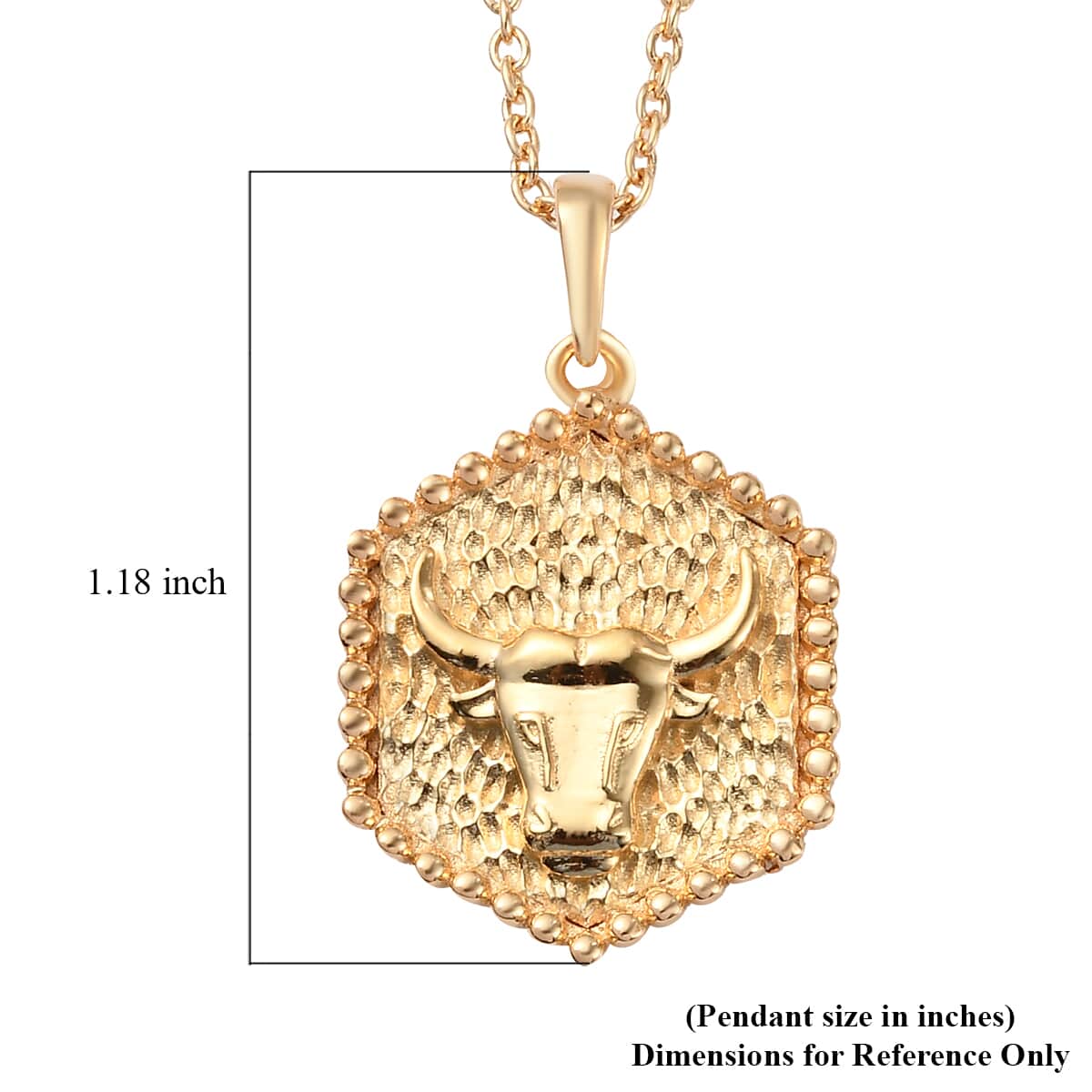 KARIS Taurus Zodiac Pendant Necklace 20 Inches in 18K YG Plated and ION Plated Yellow Gold Stainless Steel image number 5