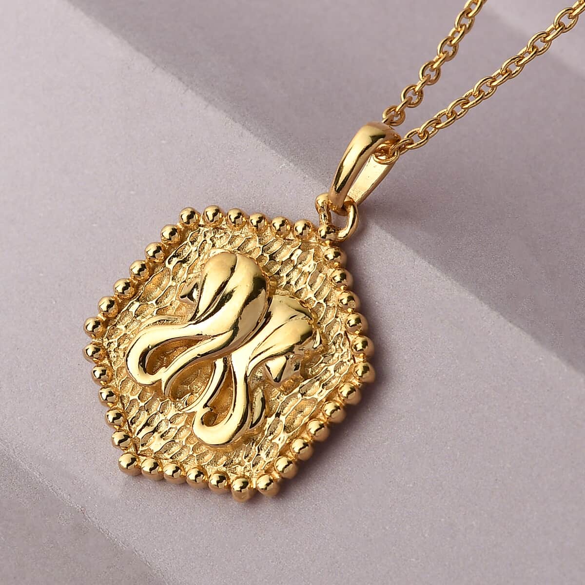 Karis Gemini Zodiac Pendant Necklace 20 Inches in 18K YG Plated and ION Plated Yellow Gold Stainless Steel image number 1