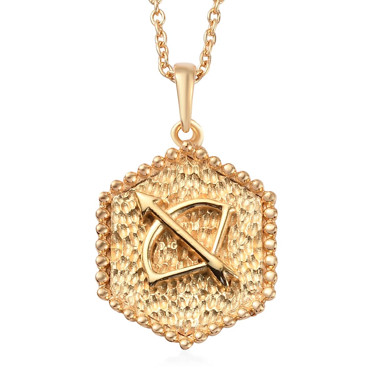 KARIS Sagittarius Zodiac Pendant Necklace 20 Inches in 18K YG Plated and ION Plated Yellow Gold Stainless Steel image number 0