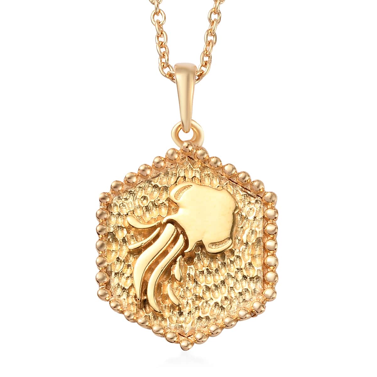 Karis Aquarius Zodiac Pendant in 18K YG Plated with ION Plated Yellow Gold Stainless Steel Necklace 20 Inches image number 0