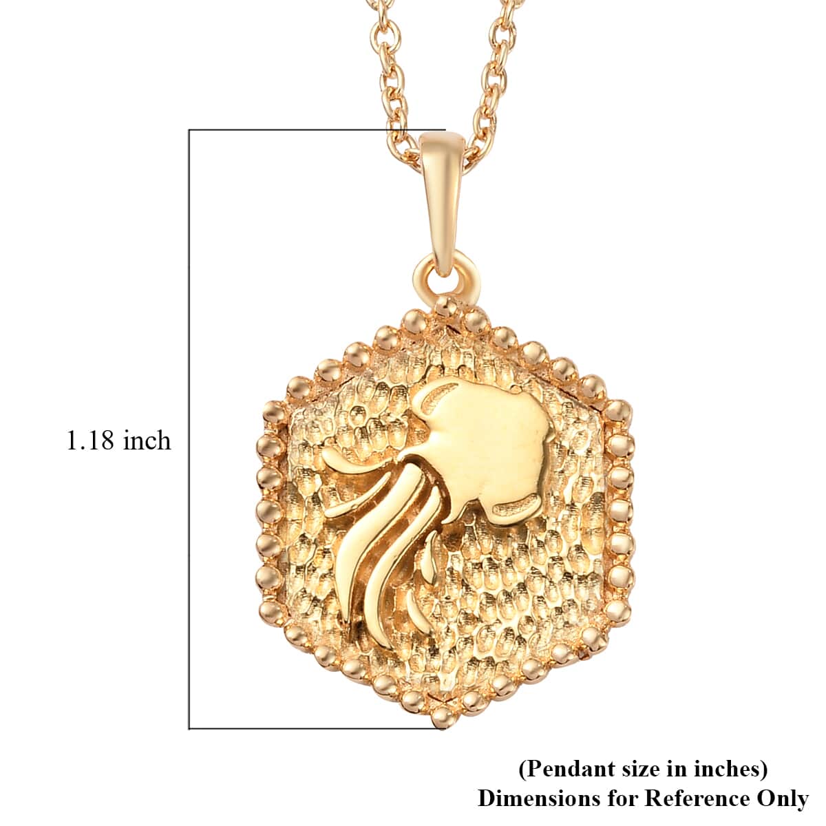 Karis Aquarius Zodiac Pendant in 18K YG Plated with ION Plated Yellow Gold Stainless Steel Necklace 20 Inches image number 5