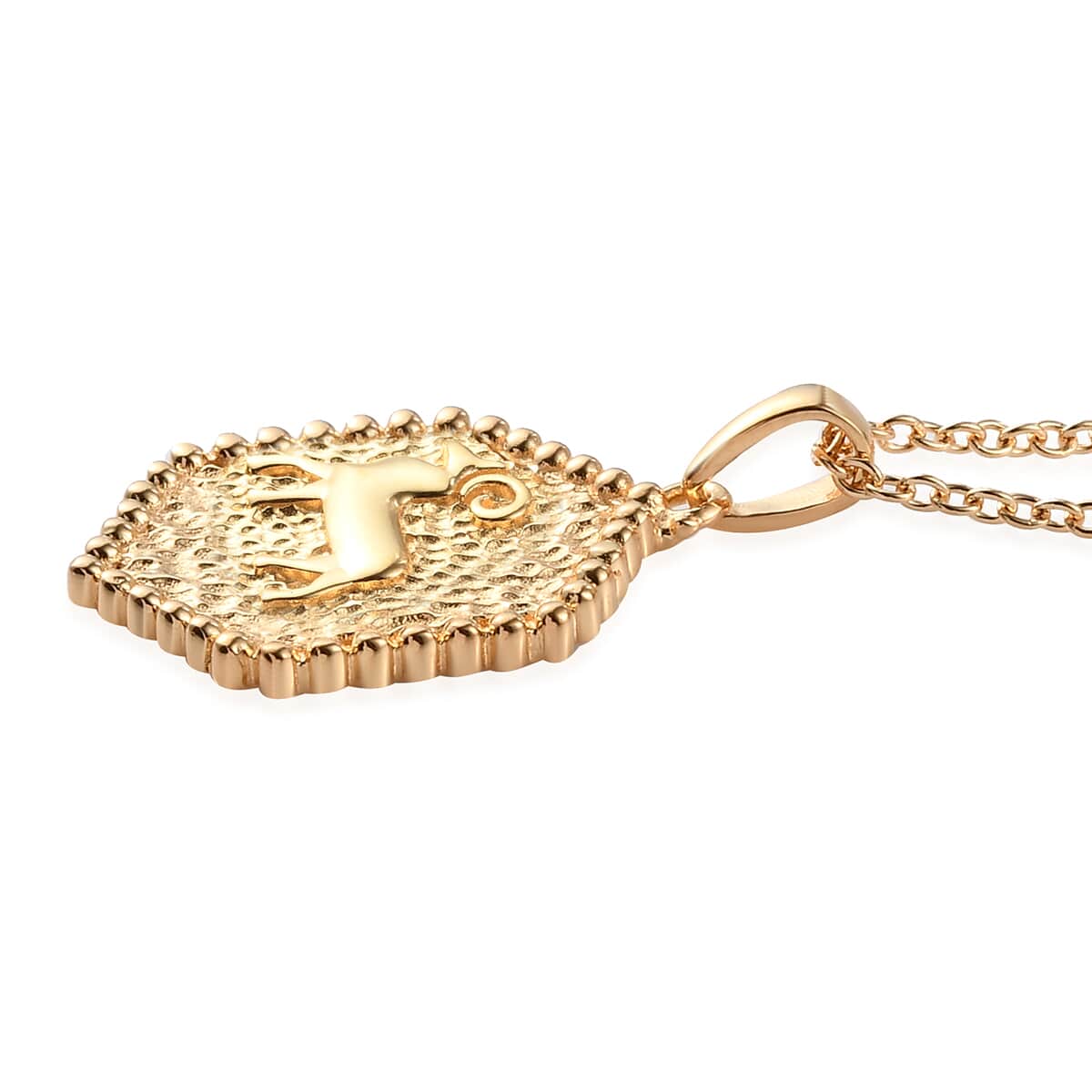 KARIS Aries Zodiac Pendant Necklace 20 Inches in 18K YG Plated and ION Plated Yellow Gold Stainless Steel image number 3
